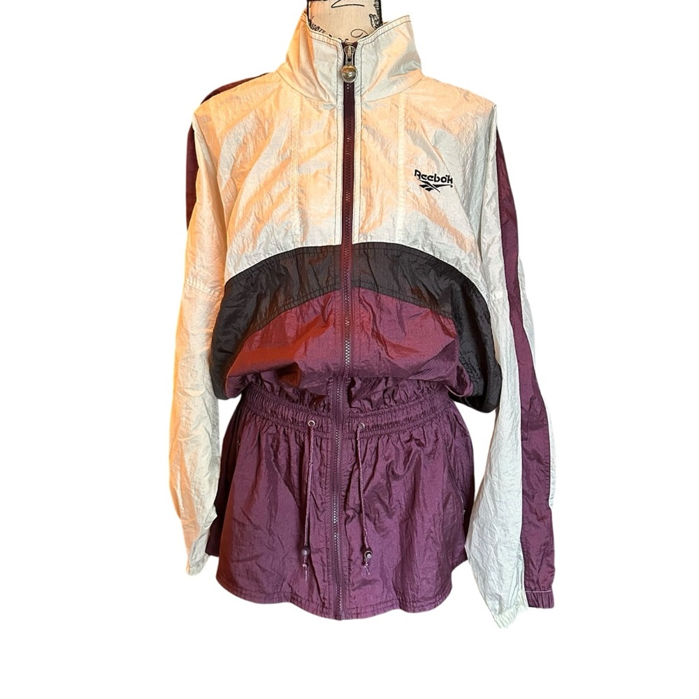 Vintage 90s Reebok Colorblock Cinched Waist Nylon Windbreaker Jacket Large